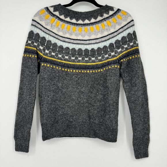 Gap Circular Fair Isle‎ Mohair Sweater XS Charcoal Heather Gray - Picture 2 of 9